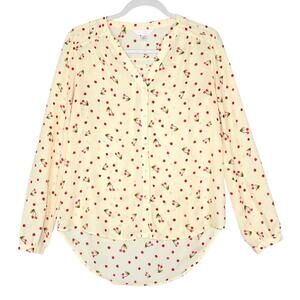 Cherry Print Button Down Blouse XS
